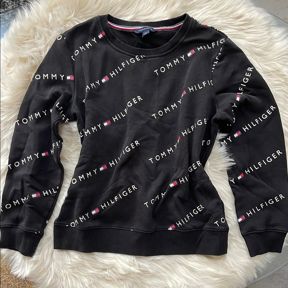 Tommy Hilfiger Women's Black Logo Print Sweatshirt